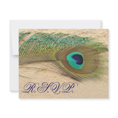 blue peacock  rsvp cards announcement by blessedwedding