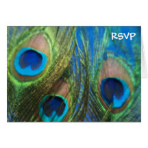 Blue Peacock Wedding RSVP Cards