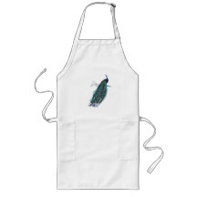 Blue Peacock with beautiful tail feathers Apron