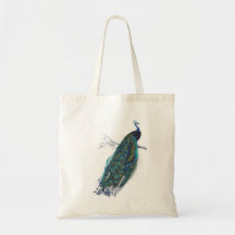 Blue Peacock with beautiful tail feathers Tote Bags