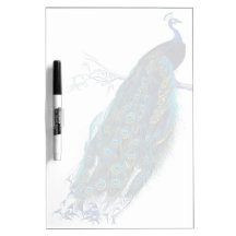 Blue Peacock with beautiful tail feathers Dry Erase Boards
