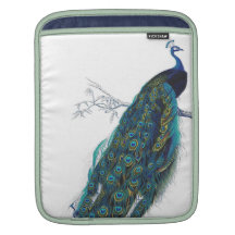 Blue Peacock with beautiful tail feathers Sleeves For iPads