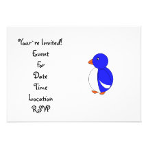 Blue penguin personalised invite