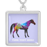Blue Personalised Colourful Horse Necklace