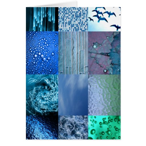 Blue Photo Collage Greeting Card