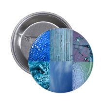 Blue Photo Collage Pinback Buttons