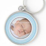 Blue photo frame with white dots keychain