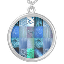 Blue Photography Collage Personalized Necklace