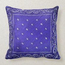 Blue Pillow with Paisley Design
