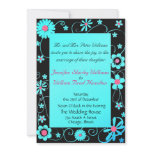Blue, Pink, and Black Wedding Invitation