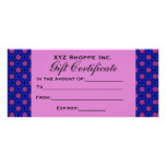 blue pink Gift Certificate Personalised Rack Card