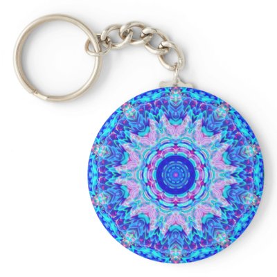 Blue Pink Kaleidoscope Keychain by webgrrl
