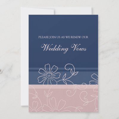 Blue Pink Wedding Vow Renewal Invitations by DreamingMindCards