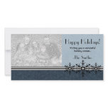 Blue Pinstripe Holiday Snowflake Photo Card
