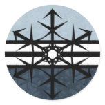 Blue Pinstripe Holiday Snowflake Sticker