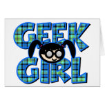 Blue Plaid Geek Girl with Graphic Card