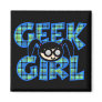 Blue Plaid Geek Girl with Graphic Fridge Magnets