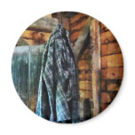 Blue Plaid Jacket in Cabin Refrigerator Magnets