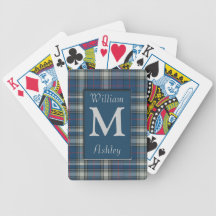 Blue Plaid Monogrammed Playing Cards