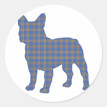 blue_plaid_ round stickers