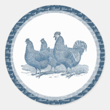 Blue Plymouth Rock Chicken Thank You Stickers