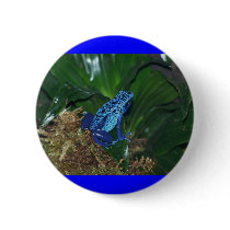 Blue Poison Arrow Frog Portrait Button