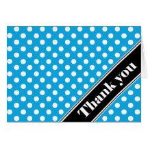 Blue Polka Dot Black Stripe Thank You Cards