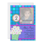 Blue Polkadots Cupcake Birthday invitations