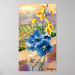 Blue Poppies Crop Watercolor Poster Print