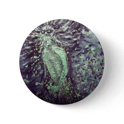 Blue Poseidon Greek God Surreal Painting Pinback Buttons by VacuolateTuna