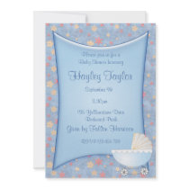 Blue pram Baby  Shower Invitation