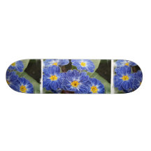 Blue Primula Flowers Skate Board Deck