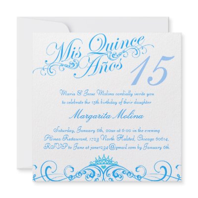 Blue Princess Tiara Quinceanera Invitation by JustBirthdays