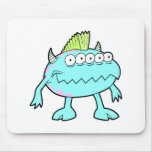 blue punk mohawk monster many eyes mouse pads