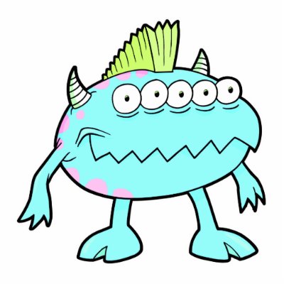 blue punk mohawk monster many eyes cut outs by monster_madhouse