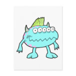 blue punk mohawk monster many eyes postcard