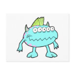 blue punk mohawk monster many eyes postcards