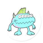 blue punk mohawk monster many eyes sticker