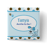 Blue Puppy Dog Baby Shower Name Tag Button