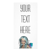 Blue & Purple 3D Mermaid 5 Close-up Customised Photo Card