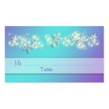 Blue purple beach starfish wedding business card templates
