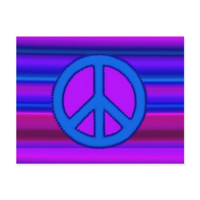 Blue Purple Fractal & Peace Sign Post Cards by makelovenotwar