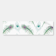 Blue Purple Peacock Feathers Bumper Stickers