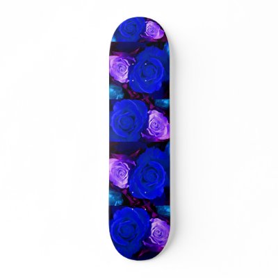 Blue Purple Roses Skateboard - Customisable by colorimages