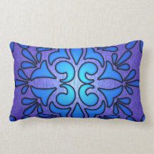 Blue Purple Stainded Glass Style Design Throw Pillows