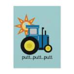 Blue Putt Putt Tractor Tshirts and Gifts Post Cards