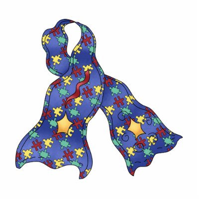 Blue Puzzle Autism Aspergers Awareness Ribbon Photo Cut Outs by doonidesigns