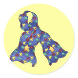 Blue Puzzle Autism Aspergers Awareness Ribbon Round Sticker