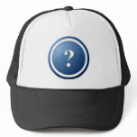 blue question mark round button trucker hats