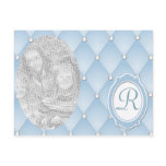 Blue Quilted Monogram Photo Template Postcard